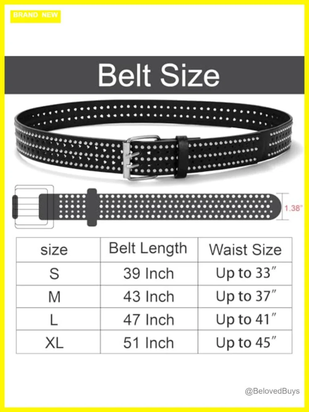 Women's Faux Leather Punk Studded Belt with Star Eyelets